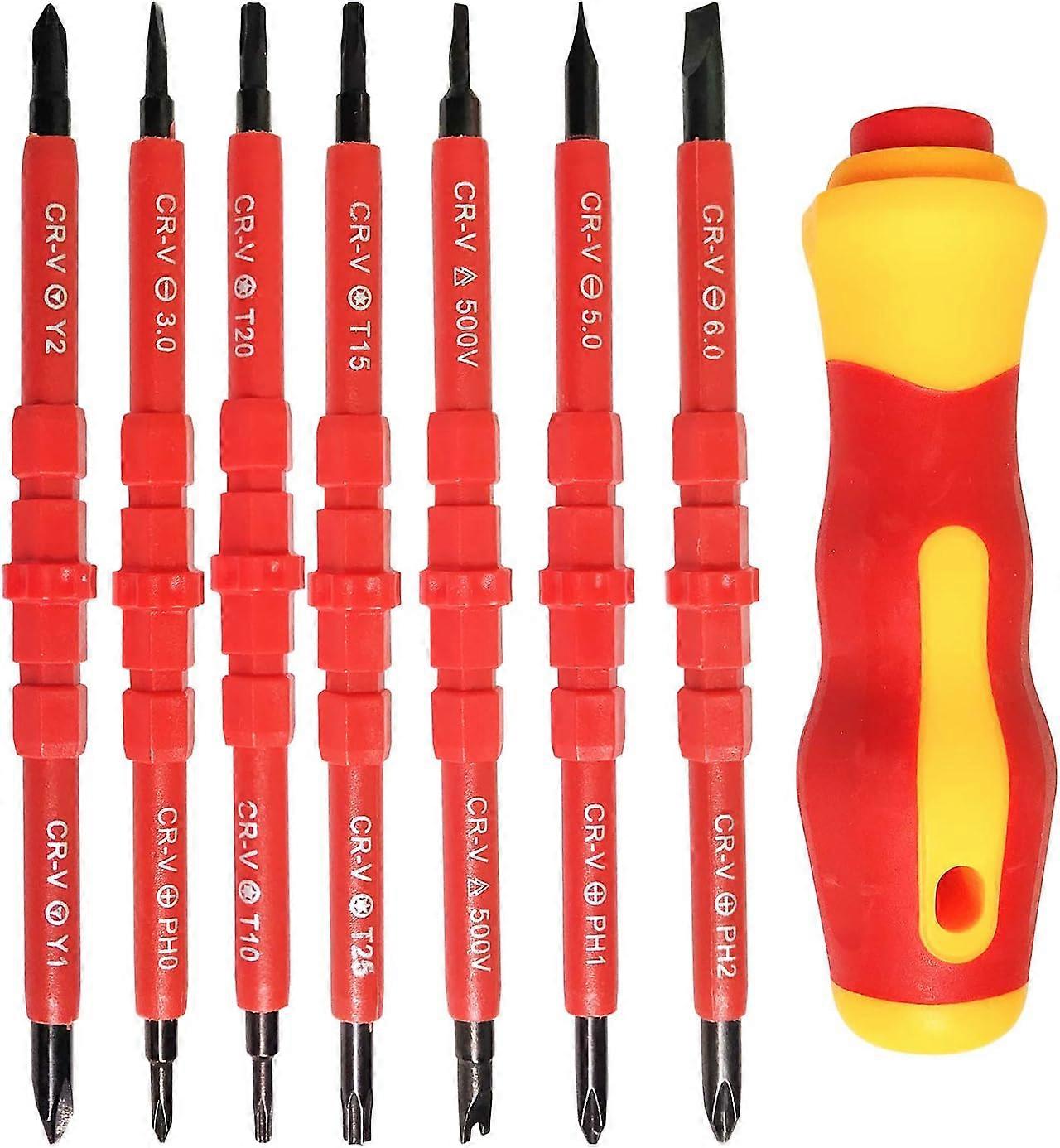 متعددة الوظائف 7 قطع معزول مفك كهربائي مجموعة 14 في 1 مجموعة أدوات إصلاح كهربائي سبائك قابلة للتبديل