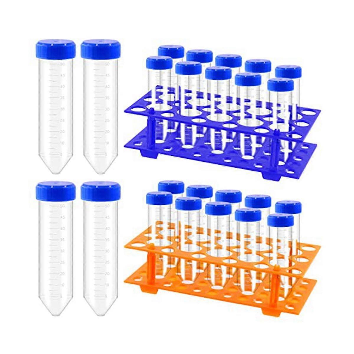 27Pcs 50ML Conical Centrifuge Tubes and 28 Well Centrifuge Tube Holder Set, Detachable Plastic Stan