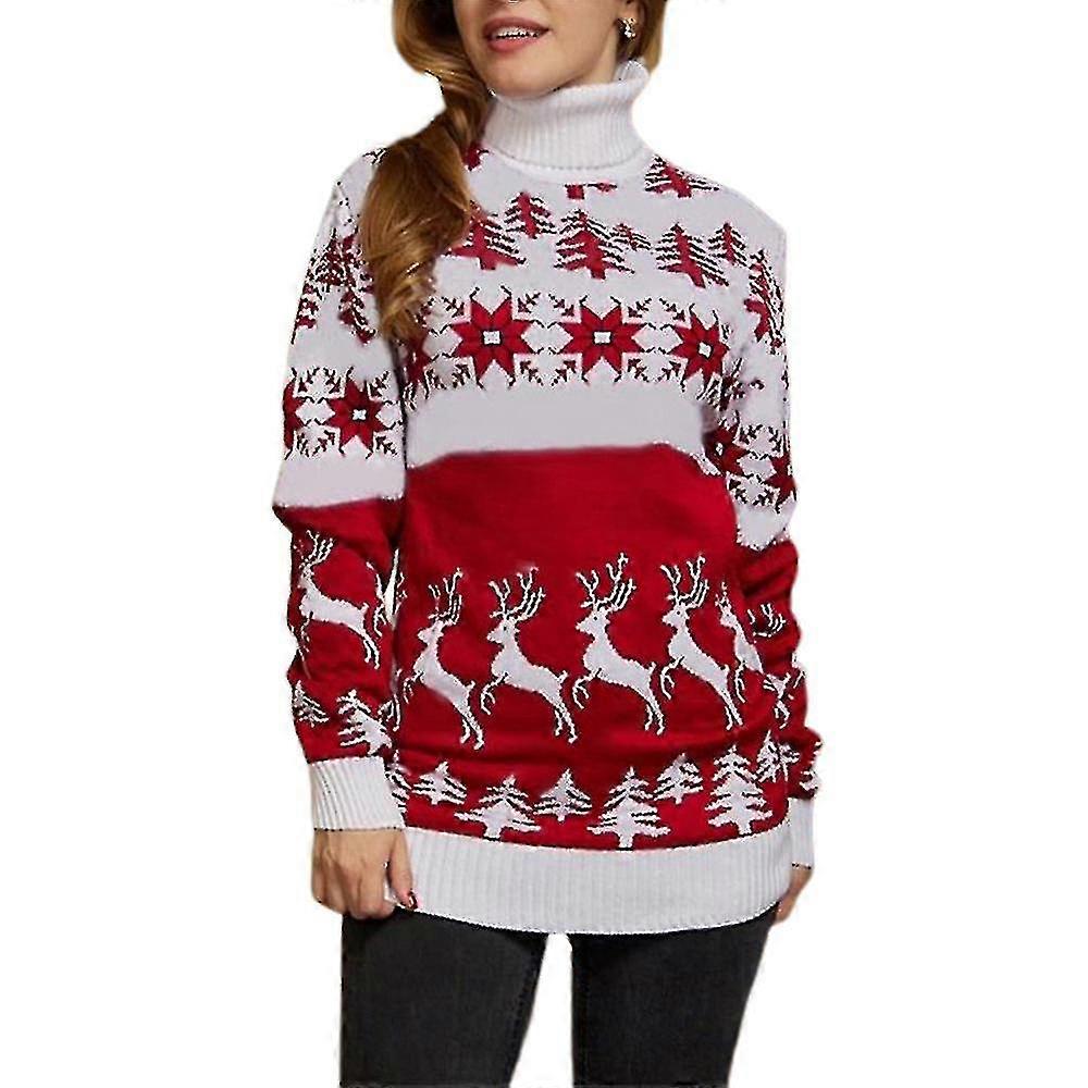 Frauen Männer Paar Weihnachten Pullover Pullover Tops Warm High Neck Strickpullover Winter