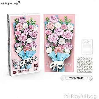 3D Flower Puzzle Stereoscopic Rose Tulip Bouquet Paper Carved Flowers Valentine's Day Gift Children's DIY Puzzle Toys UG327