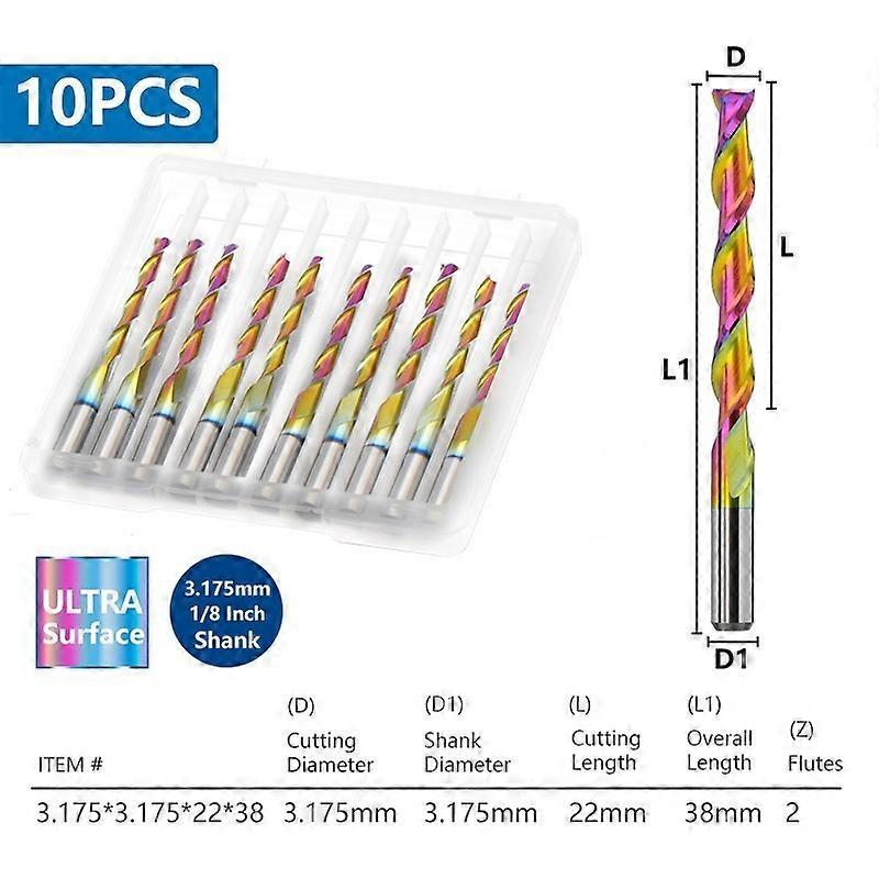 18 Shank CNC Router Bit 2 Flute Engraving Bit Super Coated Carbide Flat End Mill Wood Milling Cutter