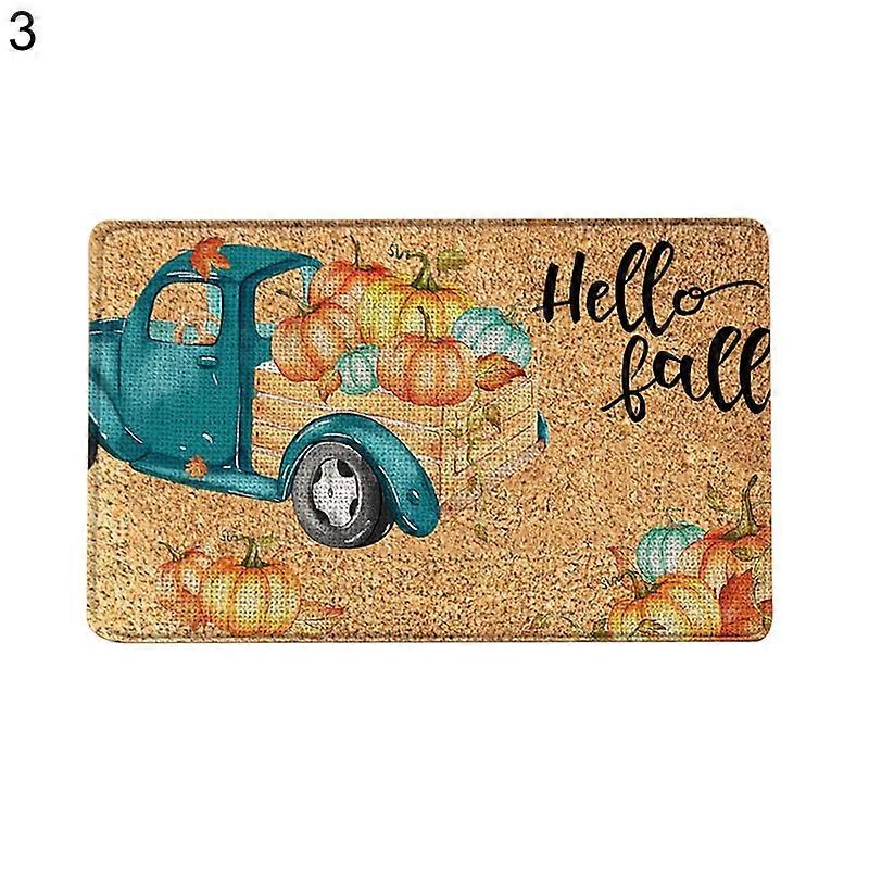 Door Mat Gnome Pumpkin Pattern Non-Slip Polyester Bathtub Floor Rug for Home