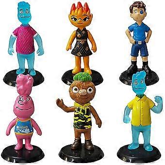 6pcs Elemental Figures Collectible Toys Set Kids Adults Fans Gift Birthday Party Cake Toppers Home Decoration