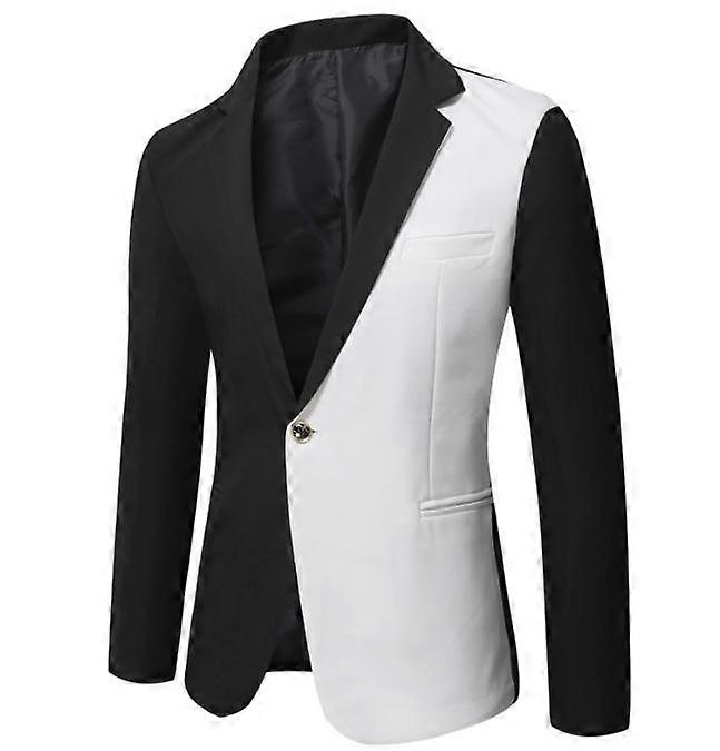 Slim Fit Suit Set, One Button Solid Jacket