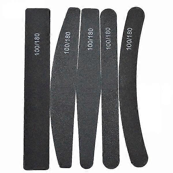 5 Double-sided Nail Files - 100/180 - Nail File - Black