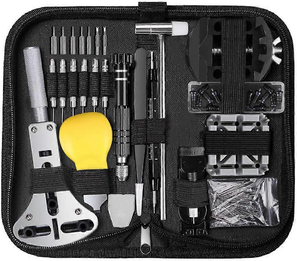 153 Pcs Professional Watch Tool Adjustable Size Case Opener Screwdriver Strap Battery Change Tool Kit for Most Watches