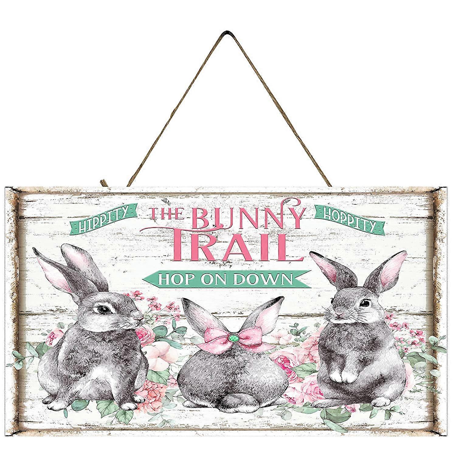 バニートレイルイースターサイン手作りウッドサイン