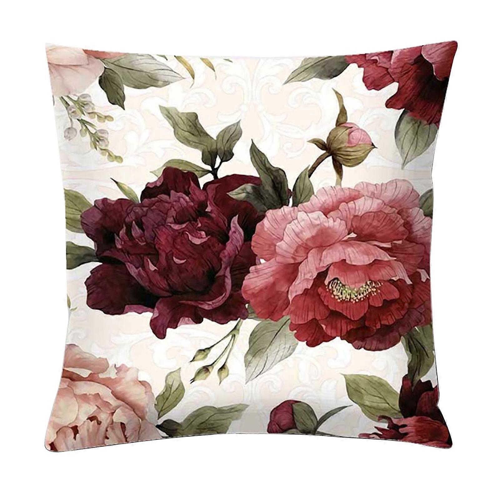 No-pilling Pillow Case Fine Stitching Polyester Machine Washable Floral Pattern Cushion Case Home Decor