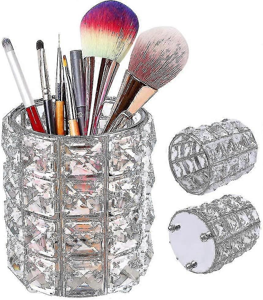 Makeup Brush Holder, Crystal Makeup Brush Pot Round Make Up Brush Holder
