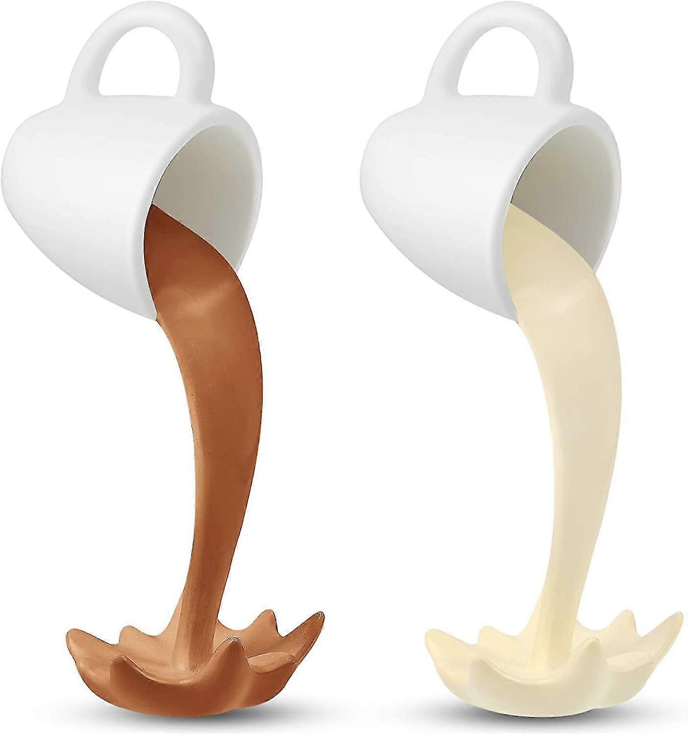 2ピースフローティングコーヒーカップ魔法注ぎこぼれスプラッシュコーヒーマグ面白いコーヒーマグスカルプト