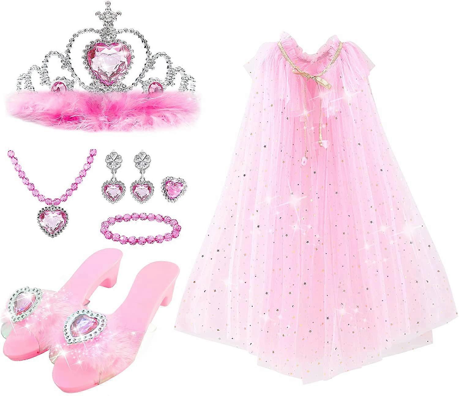 open lace back dress Meland Pink Princess Dress Up For Girls, Dress Up Clothes For Little Girls  Pretend Play(Xl,9-10 Years)