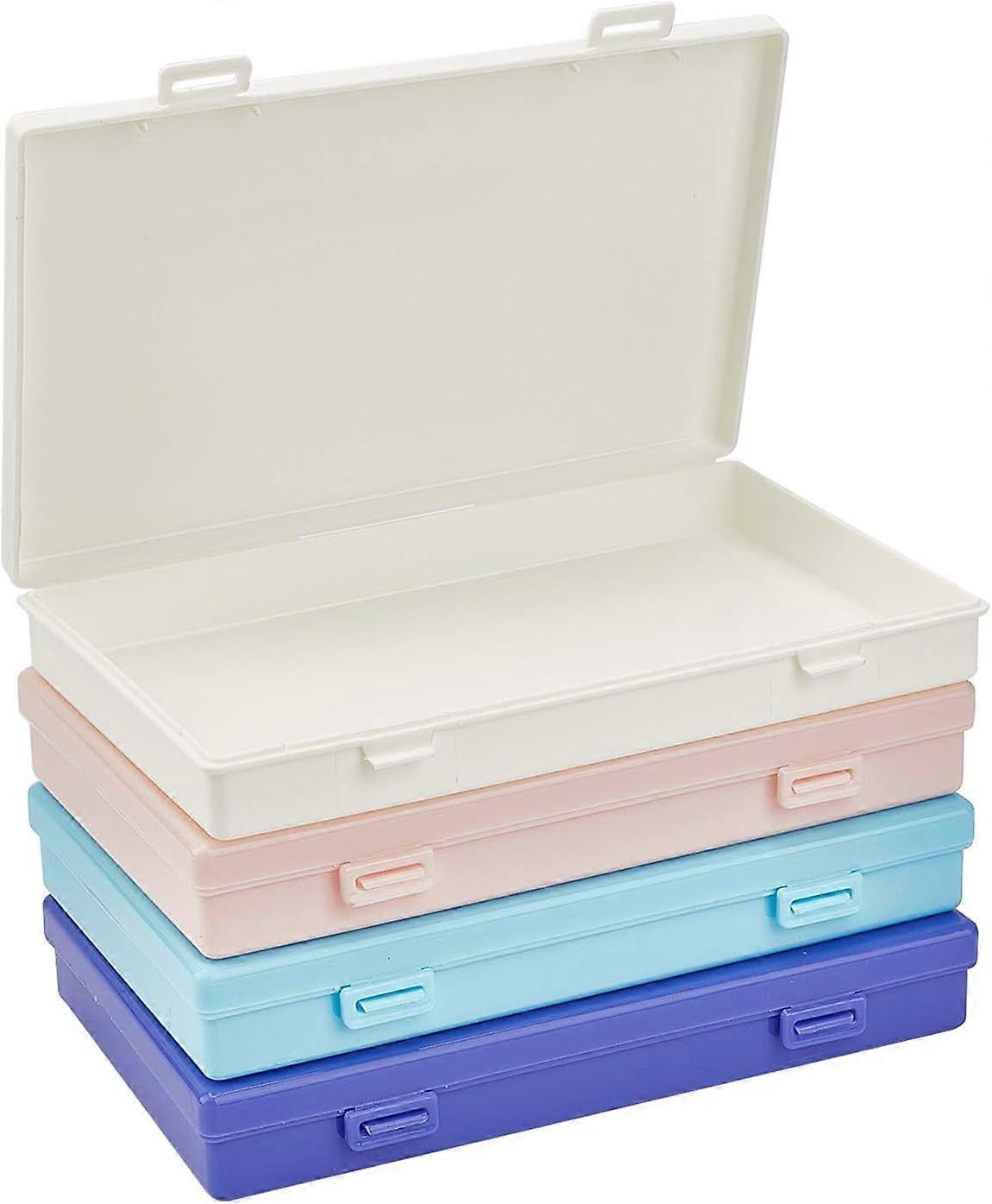 Jewelry Organizer Storage Box 4 Colors Bead Storage Containers Plastic Rectangle Boxs with Hinged Lid for Beads and More DIY
