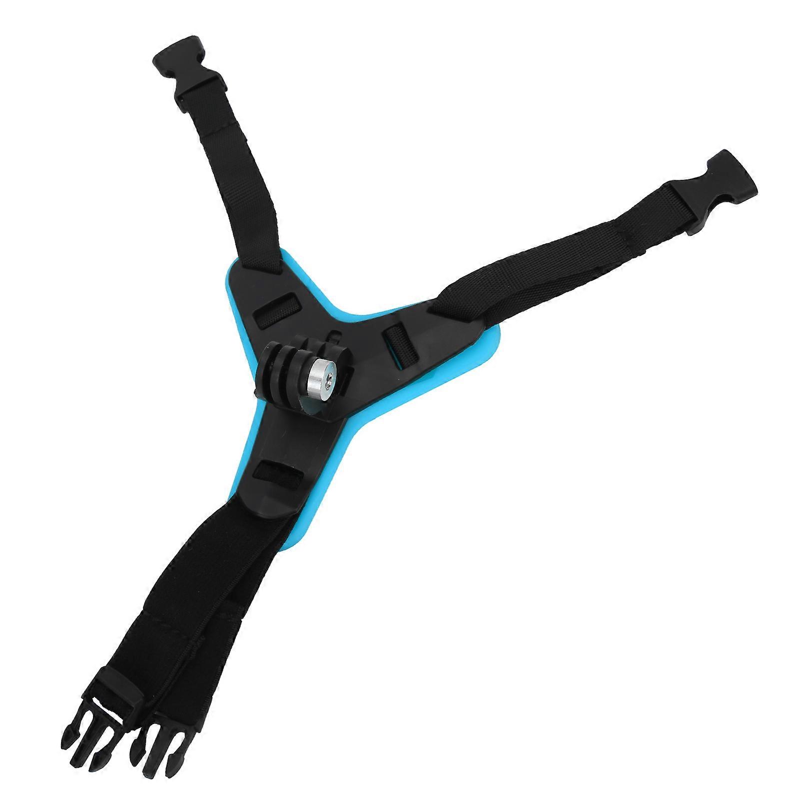 Motorcycle Helmet Camera Belt Mount Chin Strap Holder for Action Camera, Adjustable Helmet Strap Shooting Accessory Blue
