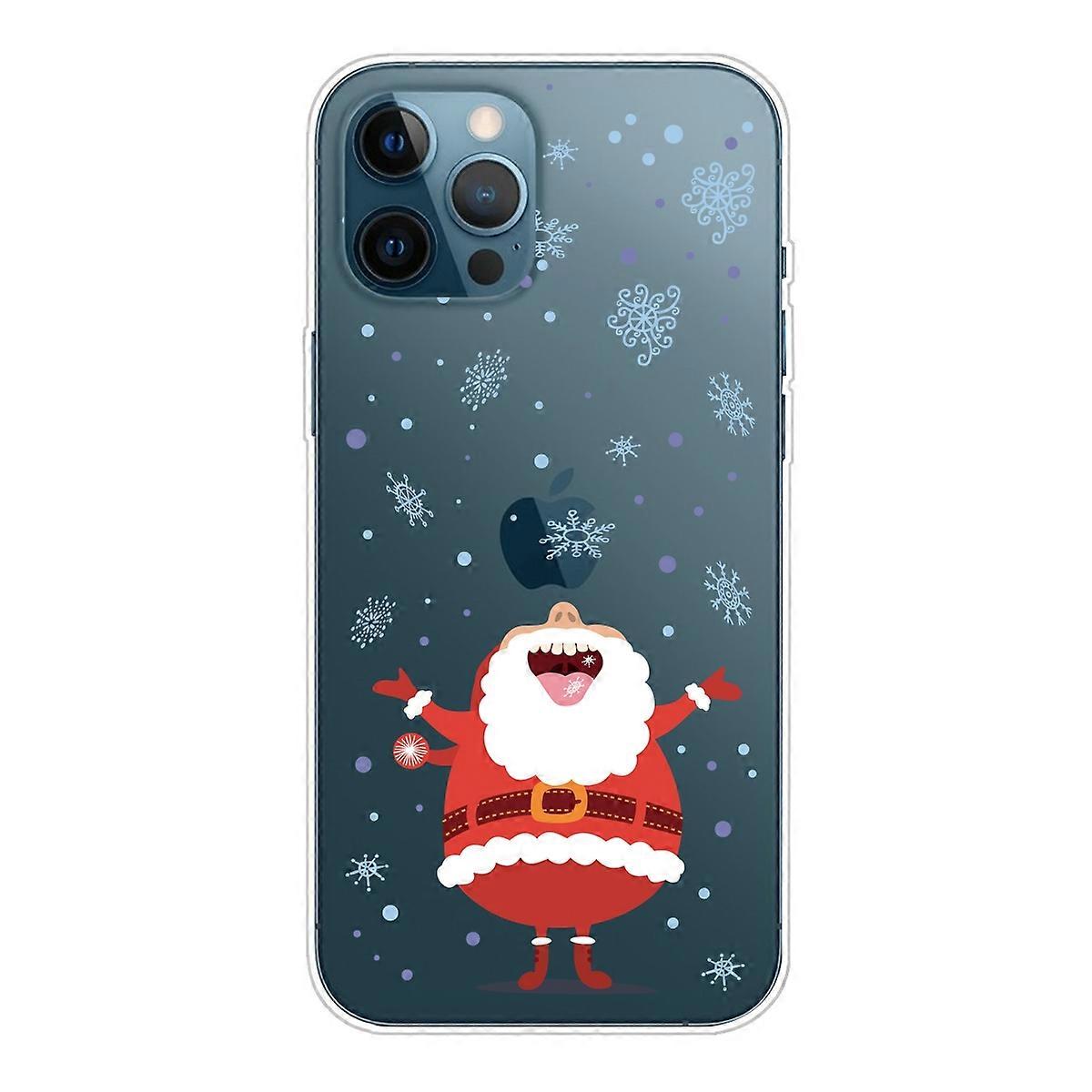 For iPhone 16 Pro Case Christmas Pattern Printing Soft TPU Phone Cover - Santa and Snowflake