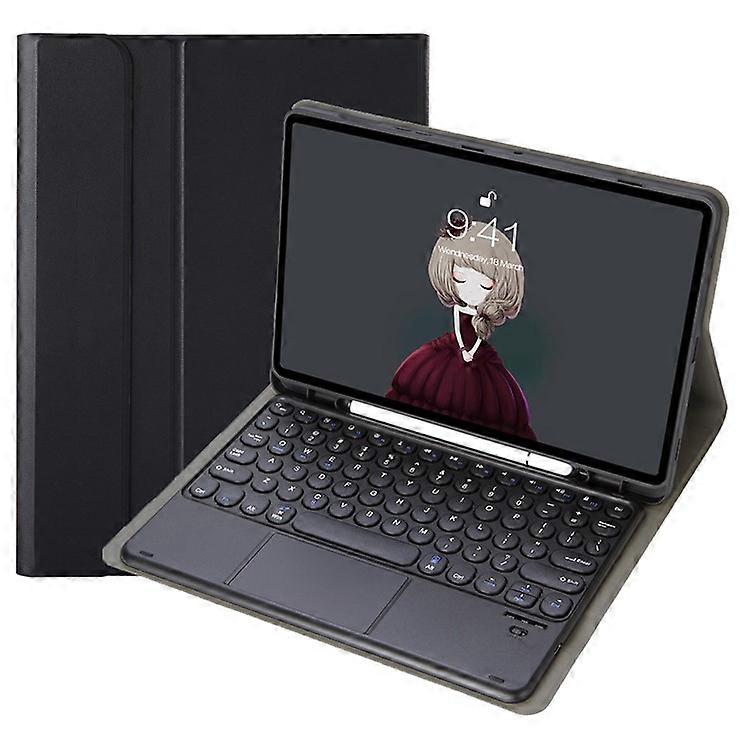 YA710B-A Compatible For Samsung Galaxy Tab S9 FE X510 / X516 Round Key Cap Touchpad Bluetooth Keyboard TPU Case