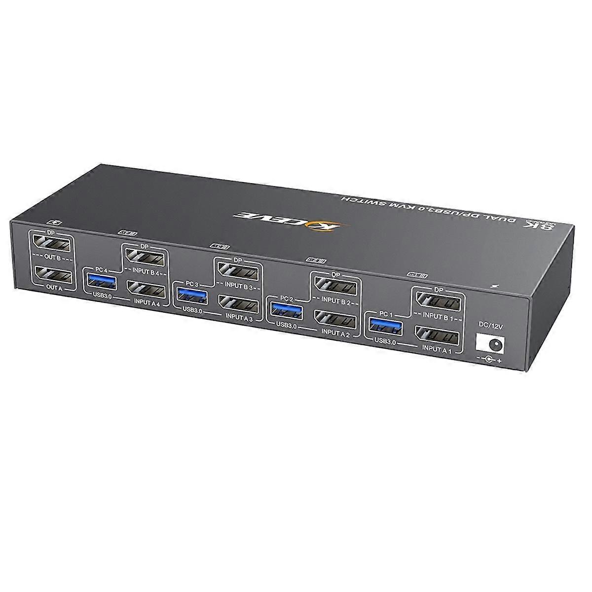 KVM Switch 4 Computer 2 Monitors Displayport USB 3.0 KVM Switcher Supports 4K@60Hz DP Port KVM Swi