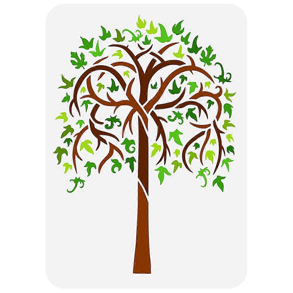 Plastic Drawing Painting Stencils Templates for Painting on Scrapbook Fabric Tiles Floor Furniture Wood Rectangle Tree Pattern 29.7x21cm