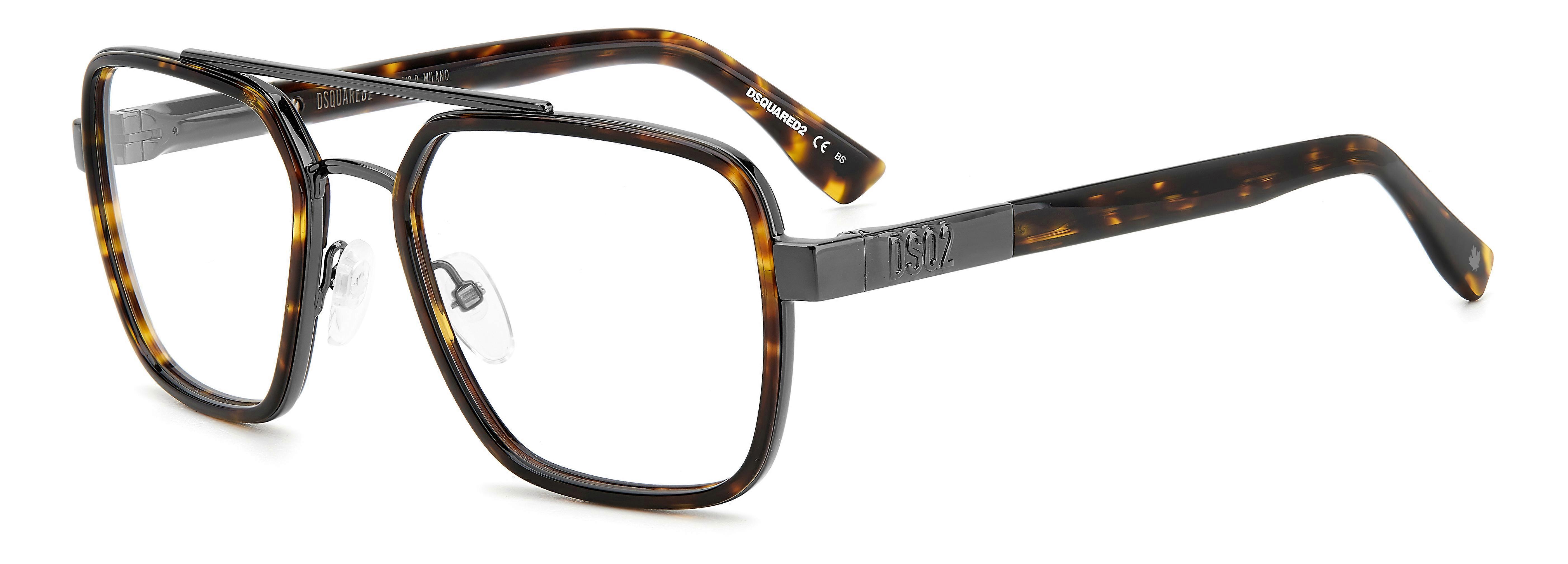 Eyewear Frames DSQUARED2 D2 0064 EKP DARK RUTHENIUM HAVANA 55/19/140 MAN