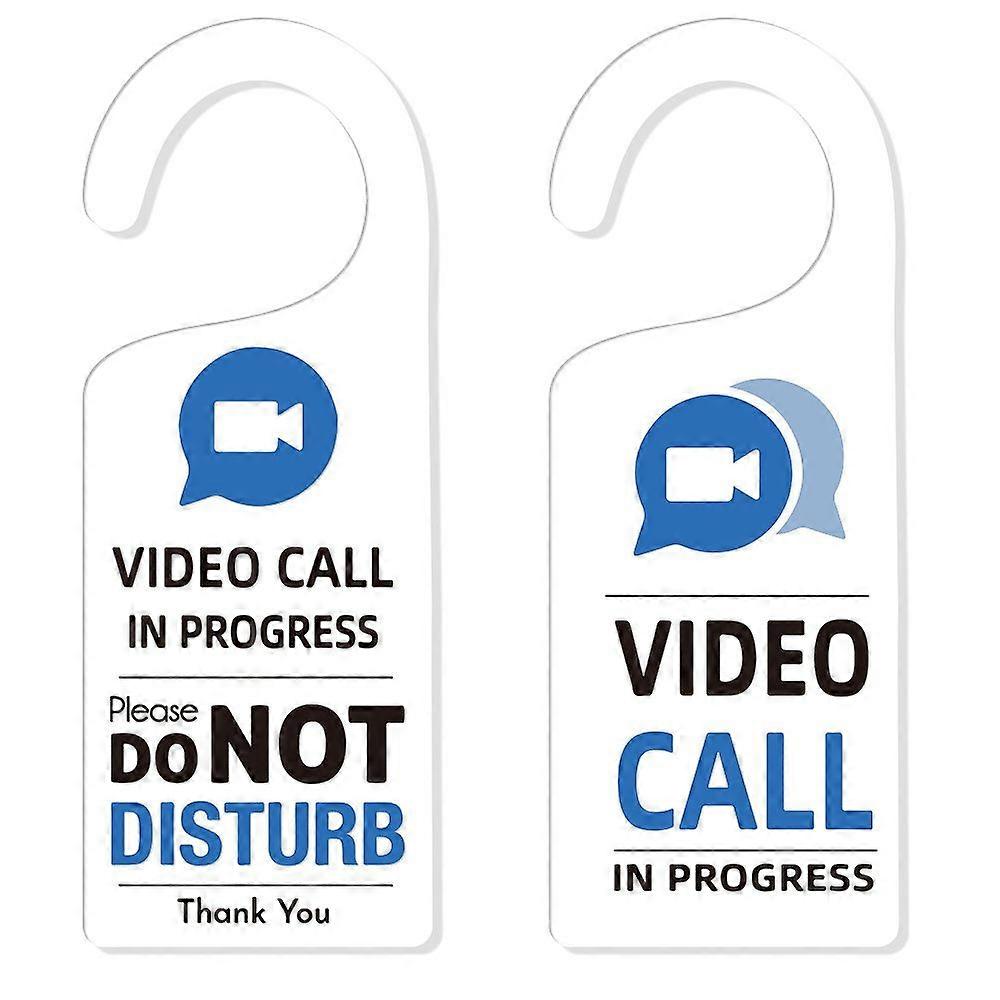 Acrylic Notice Door Hanger Sign Public Warning Sign Video Call In Progress Please Do Not Disturb Word 240x90x5mm 2pcs/set