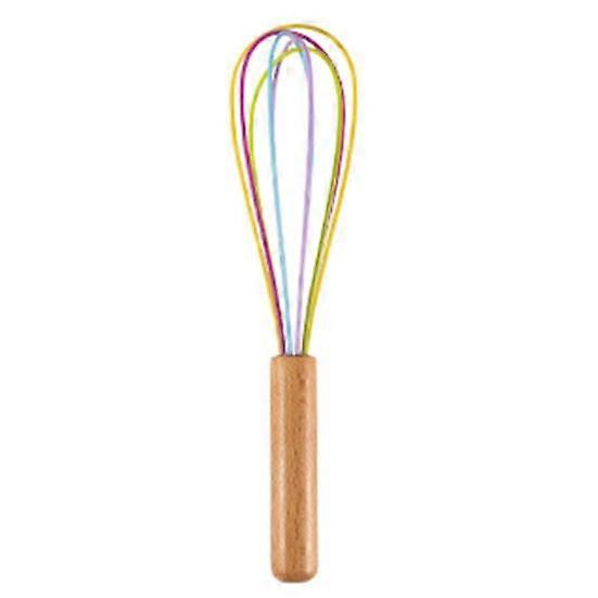 4 Pcs Silicone Whisk Wooden Handle Comfortable Grip Scratch-resistant Silicone Wrapped Egg Beater Kitchen Whisks