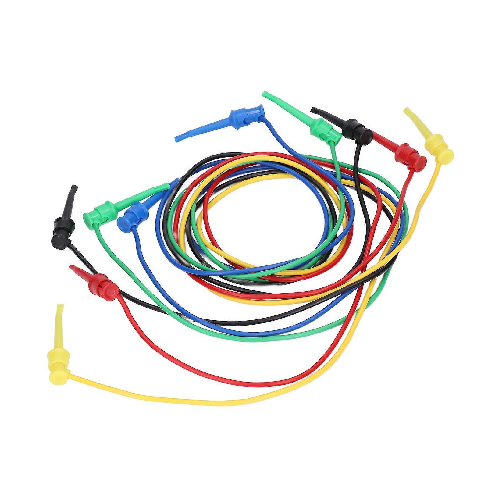 5Pcs Hook Clip Test Lead Dual Ended Testing Cable Wire Line Set Kit for Maintenance