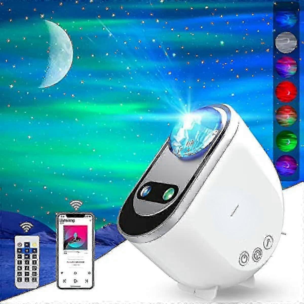 Projecteur d’étoiles d’aurores boréales, projecteur d’aurores boréales avec bruit blanc, projection du ciel étoilé et de la lune, veilleuse relaxante pour la décoration de la chambre à coucher