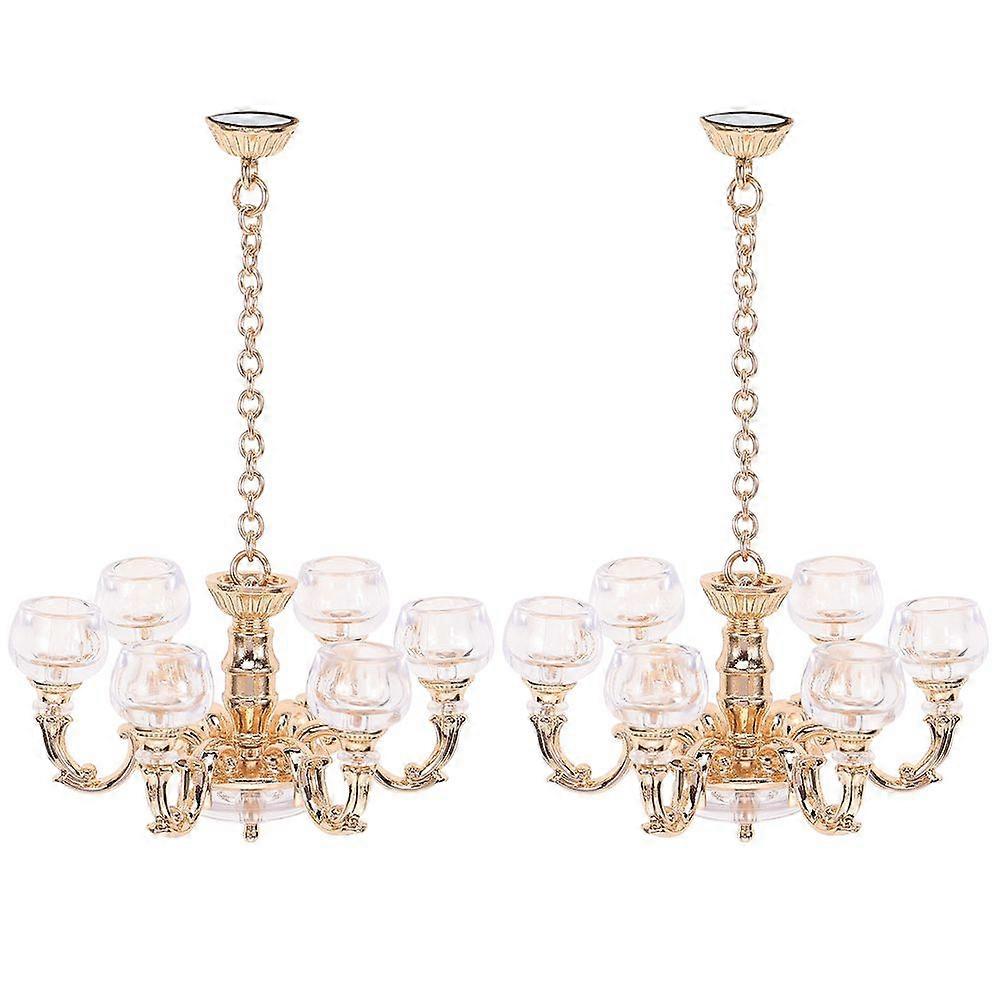 2pcs Miniature Hanging Lamp Doll House Miniature Ceiling Light Model Doll House Prop 1:12