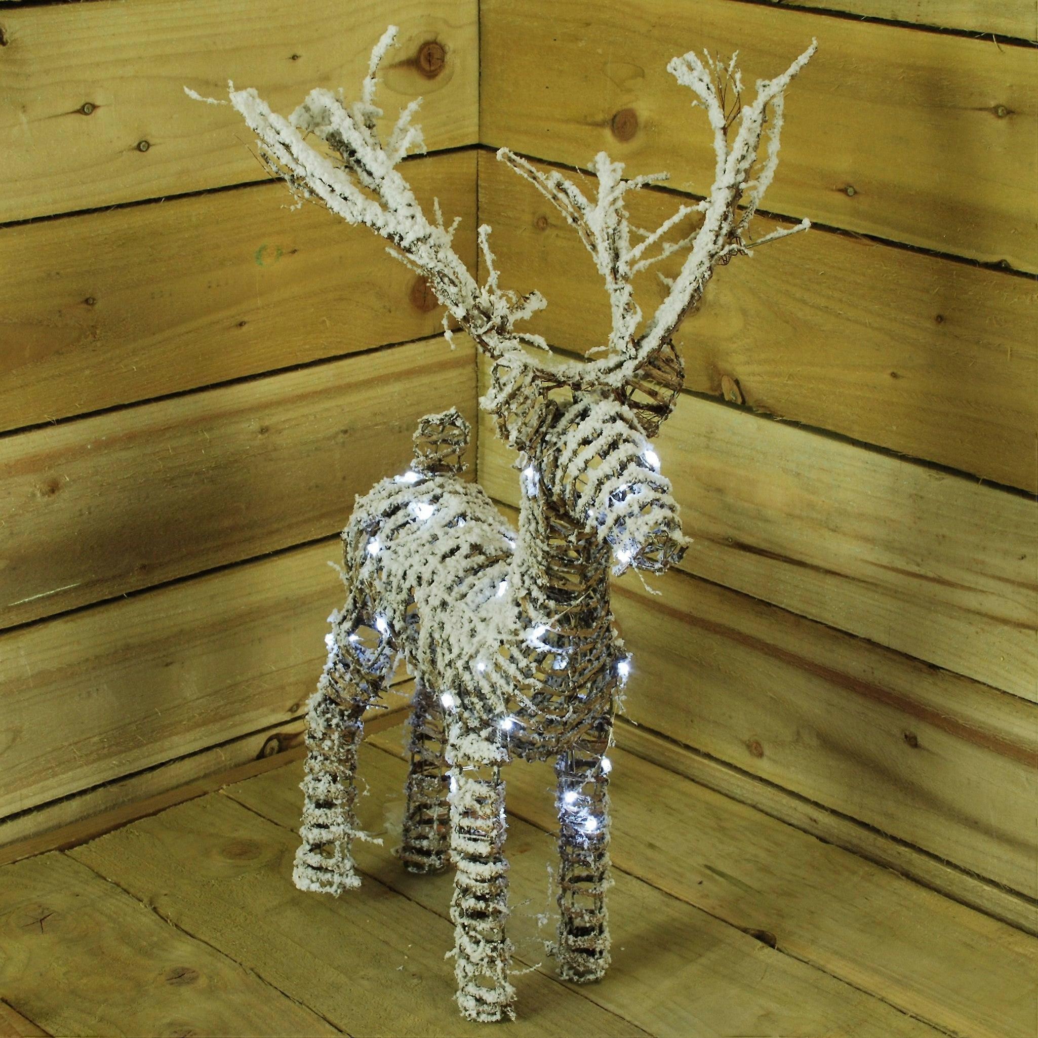 #46Cm Rattan Reindeer W Snow