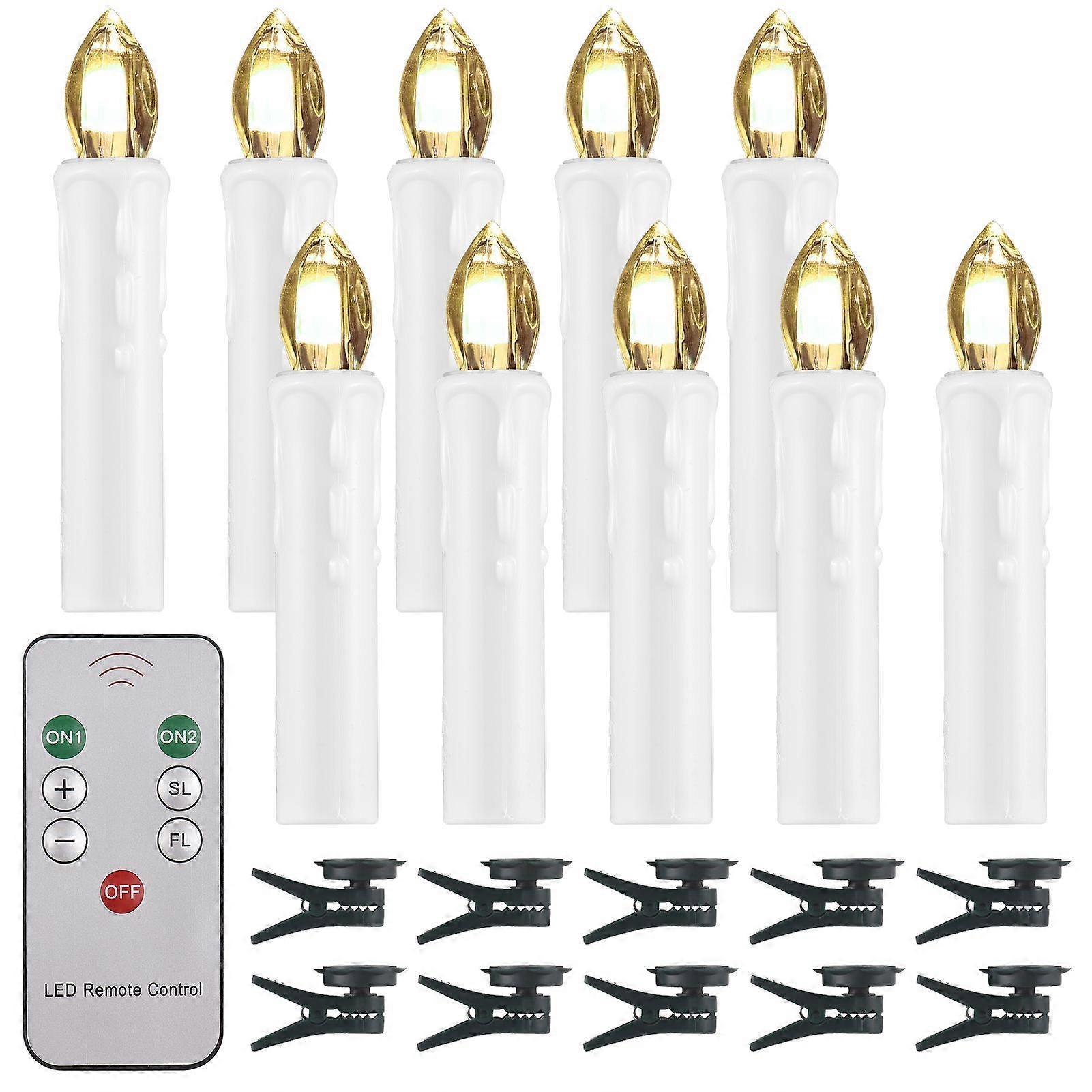 10 Pack Flameless Candles with Remote and Clip Brightness Adjustable Flickering Led Candles Battery Operated Electric Cordless Fake Candles Tea Lights