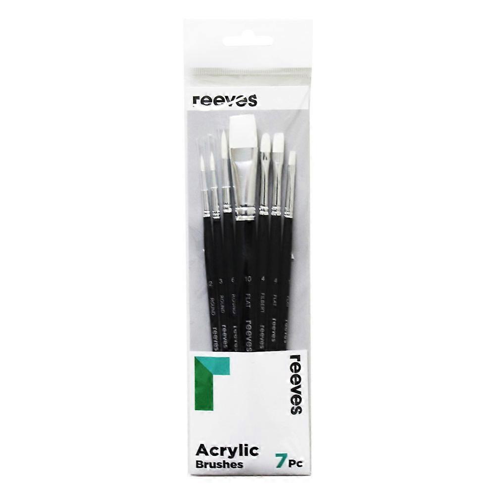 Reeves Quality Long Handle Precise Synthetic Bristles Paint Brush Set Pack of 7