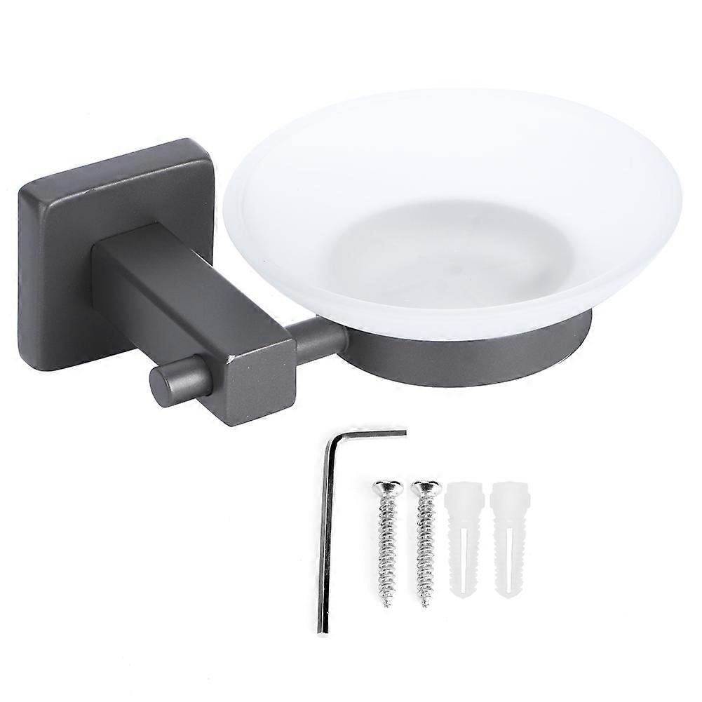 Wall‑Mounted Rack Gray Hardware Accessories Hanging Soap Dish for Shower Bathroom Shelf