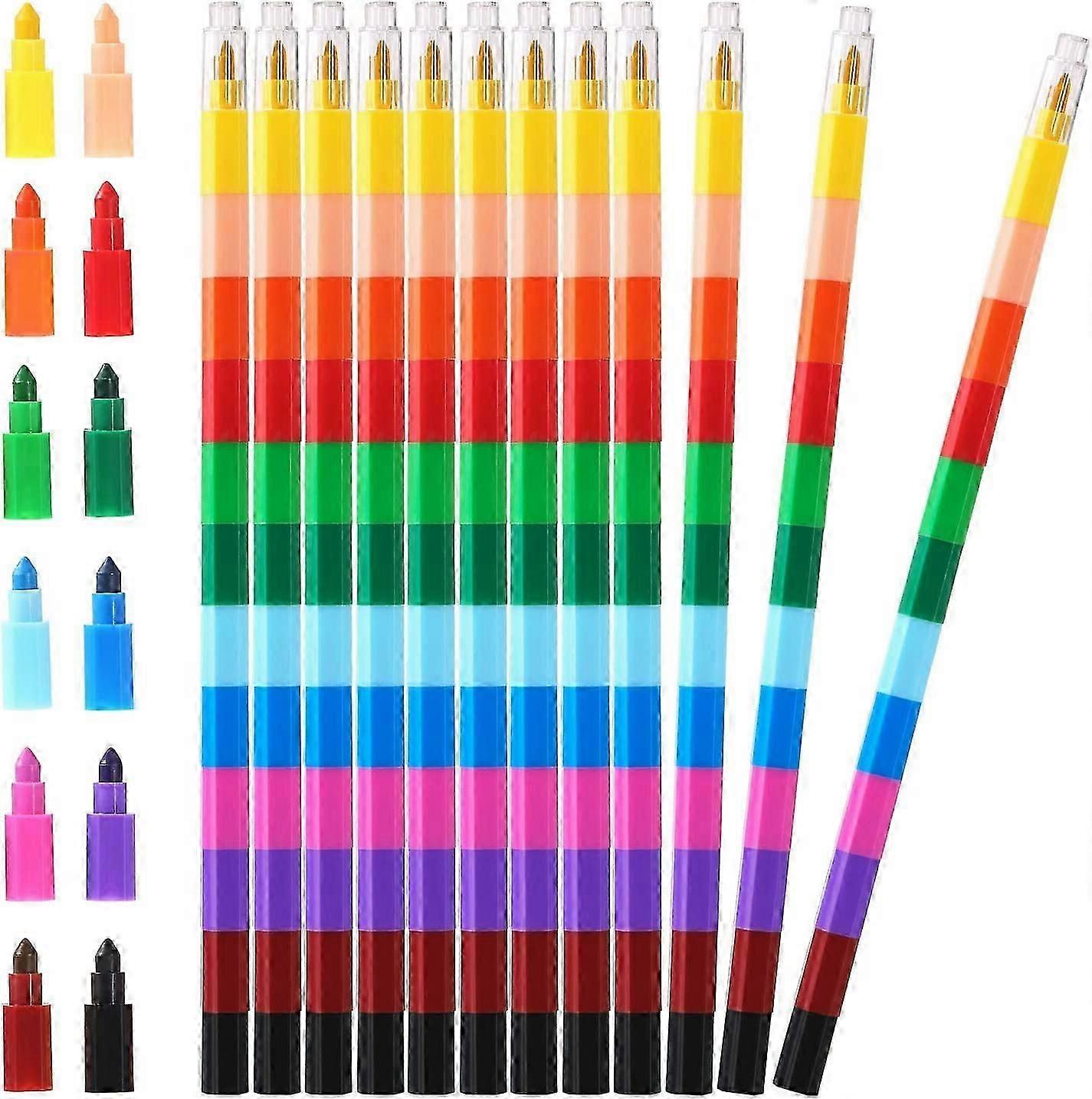 Stacking Crayons Stackable Buildable Crayons Colored Crayons for School Office Supplies (12 Count)