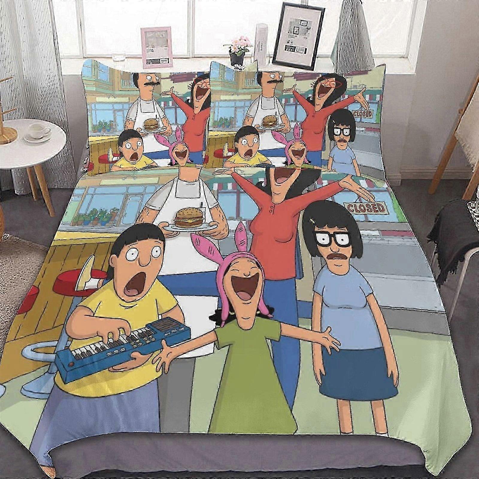 b1061 Lençóis Bob; s Burgers 3 3 Peças 3 Peças Conjunto de Cama 1 Capa de Colcha e 2 Fronhas Lençóis gb1061