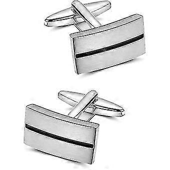 Simple Stripes Cufflinks Plated Metal Geometric Shape Cuff For Mens
