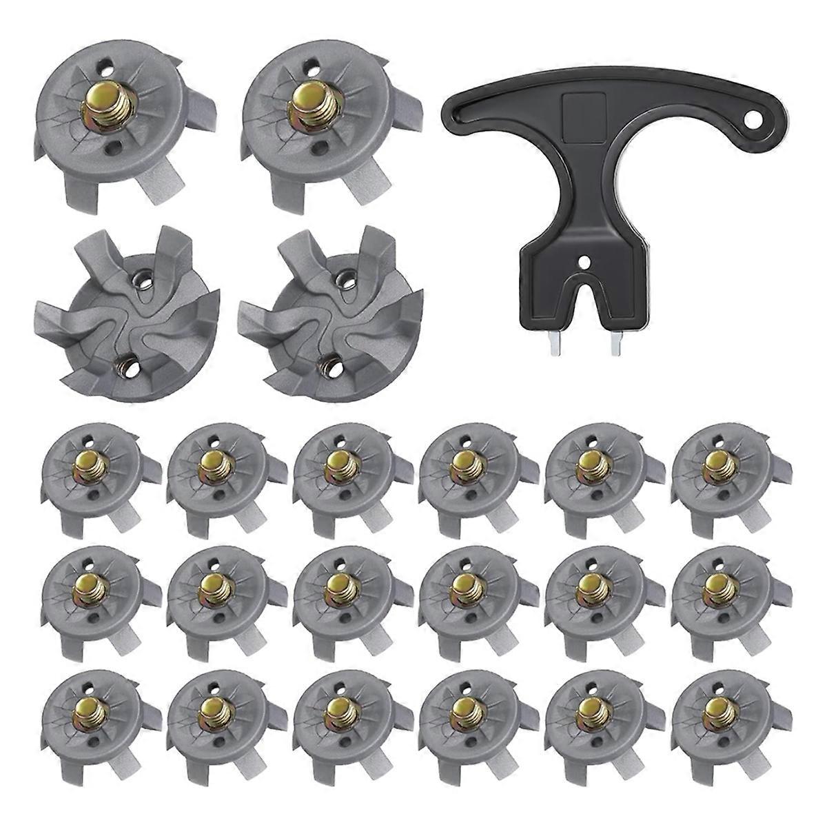 Golf Spikes Set Includes 30 Pcs Golf Cleats Replacement Golf Cleats Spanner Metal Thread Screw 6 mm