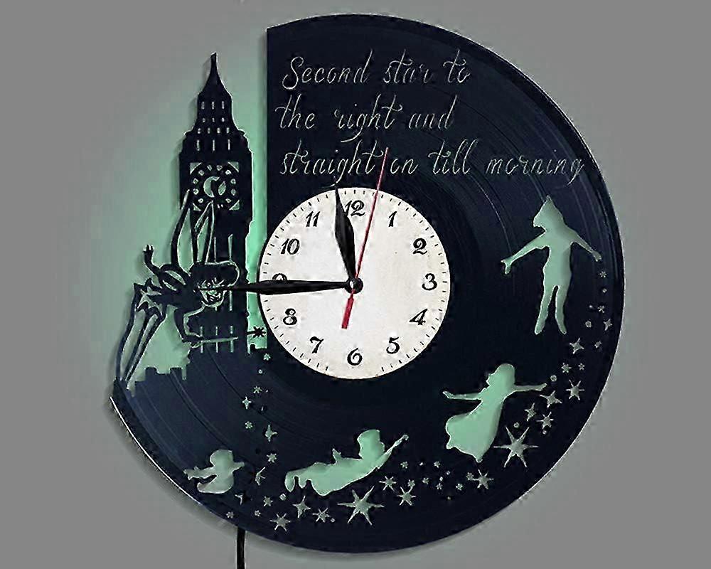 Grave o relógio de vinil peter pan relógio de parede creative wall clock sem luz led 12 polegadas