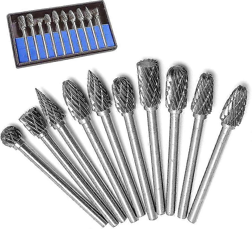 3mm Shank Double Cut Tungsten Carbide Rotary Burrs For Rotary Tools. 10pcs