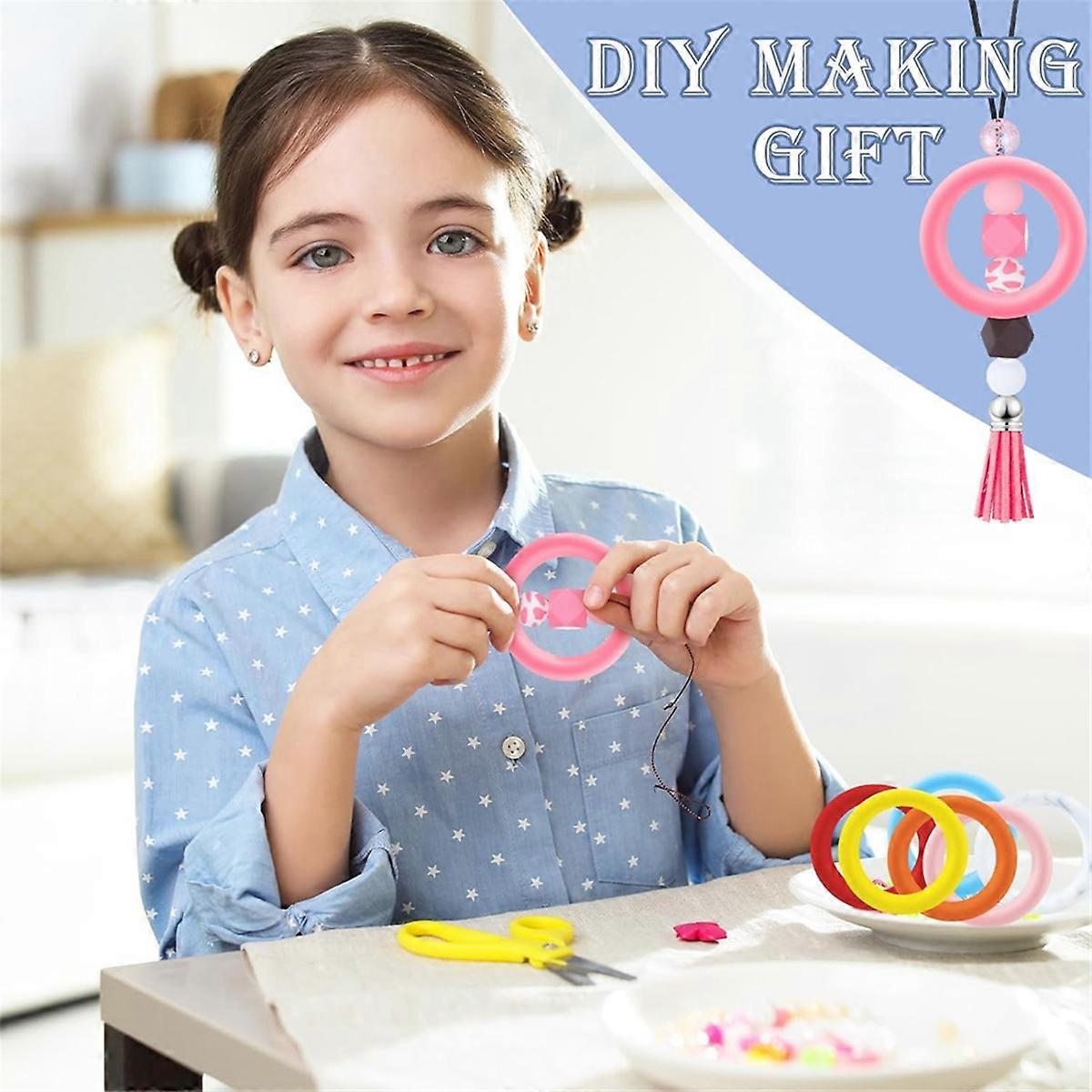 32Pcs Silicone Beadable O Rings 65mm Round Silicone Loop with 2 Hole