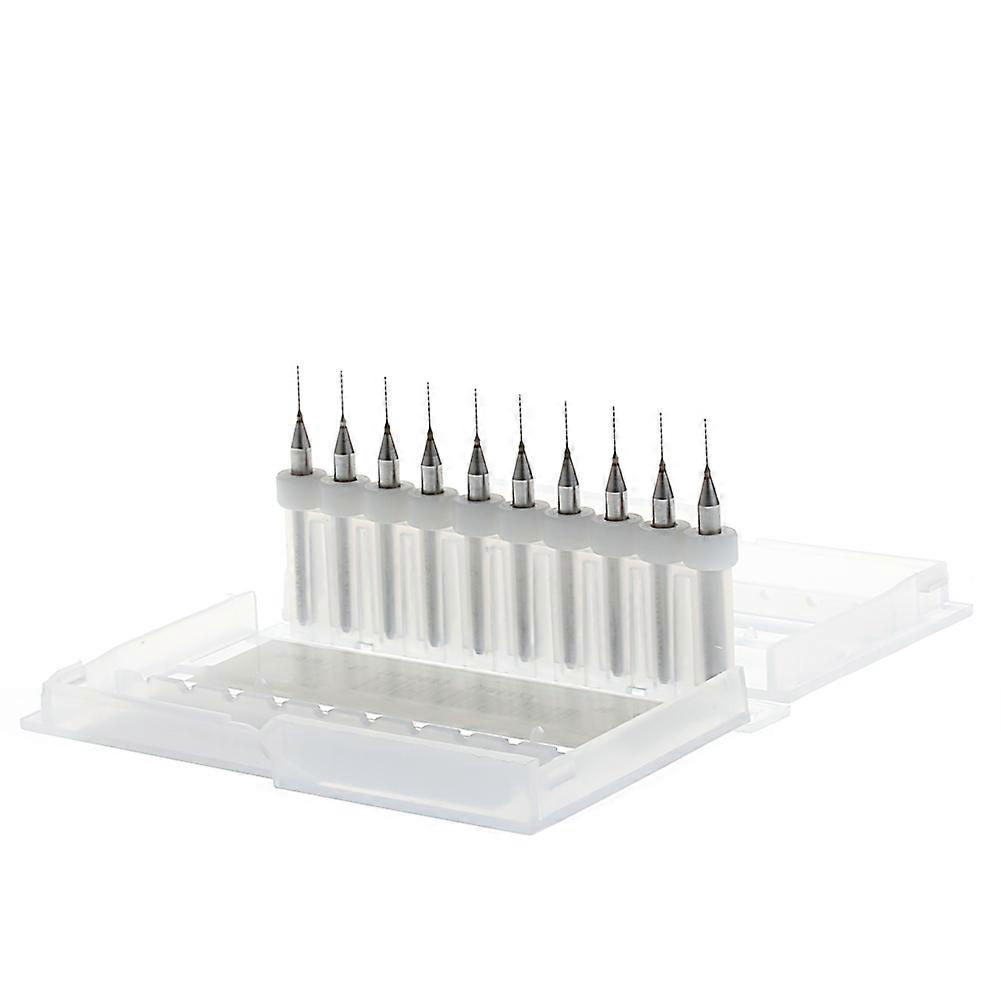 New 10Pc 0.4mm Tip 1/8" Shank Spiral Flute Tungsten Carbide Micro PCB Drill Bits  Silver