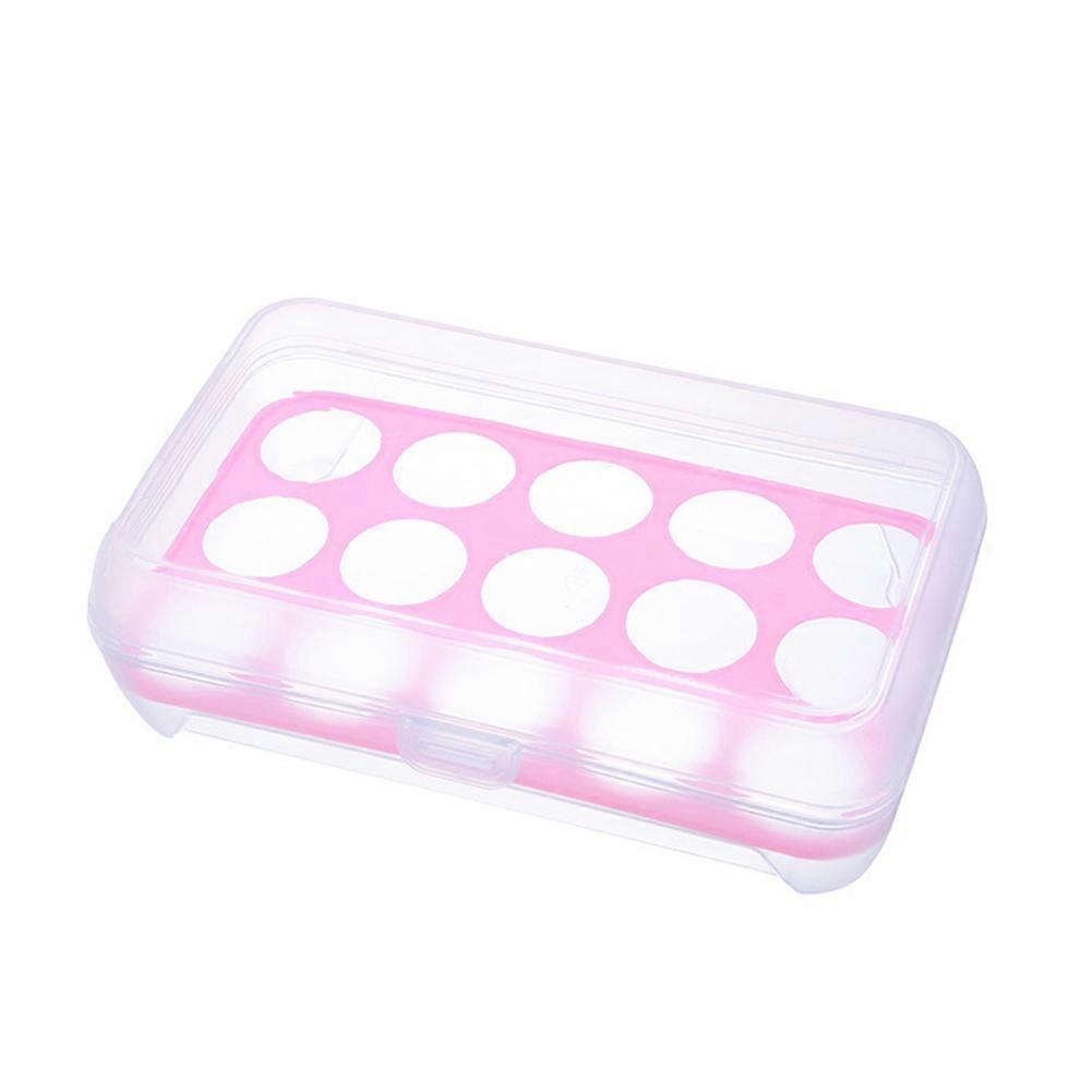 15 Grids Egg Storage Holder Box Plastic Case Food Container Kitchen Tool(Pink)