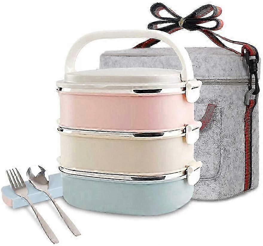 For Stainless Steel Square Lunch Box - Includes Container Bag, Spoon, and Fork, Perfect for Falafel, Sandwiches, and More