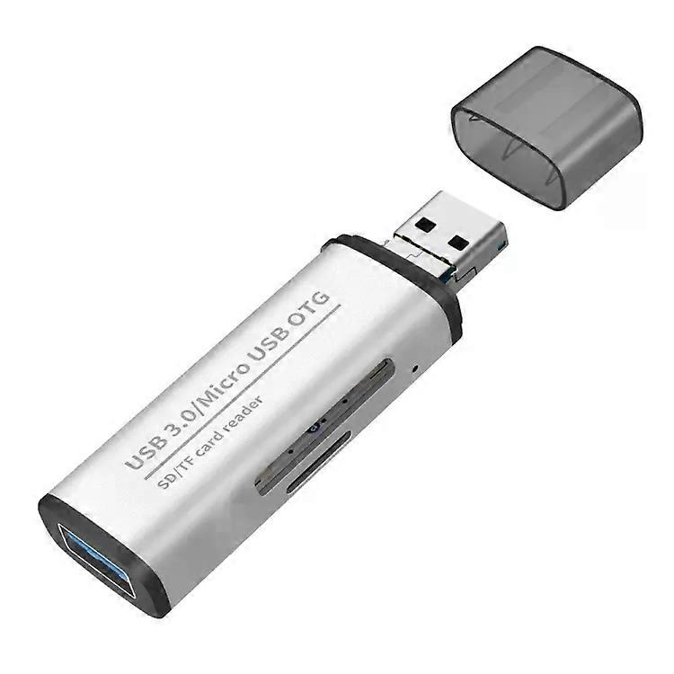 USB OTG-kaartlezer-multifunctioneel, zilver, ADS-102 zilver