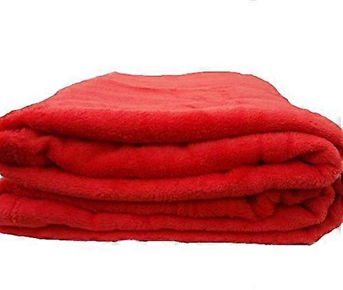 Coral Fleece Super Soft Solid Throw Blankets (King, Bright Red)