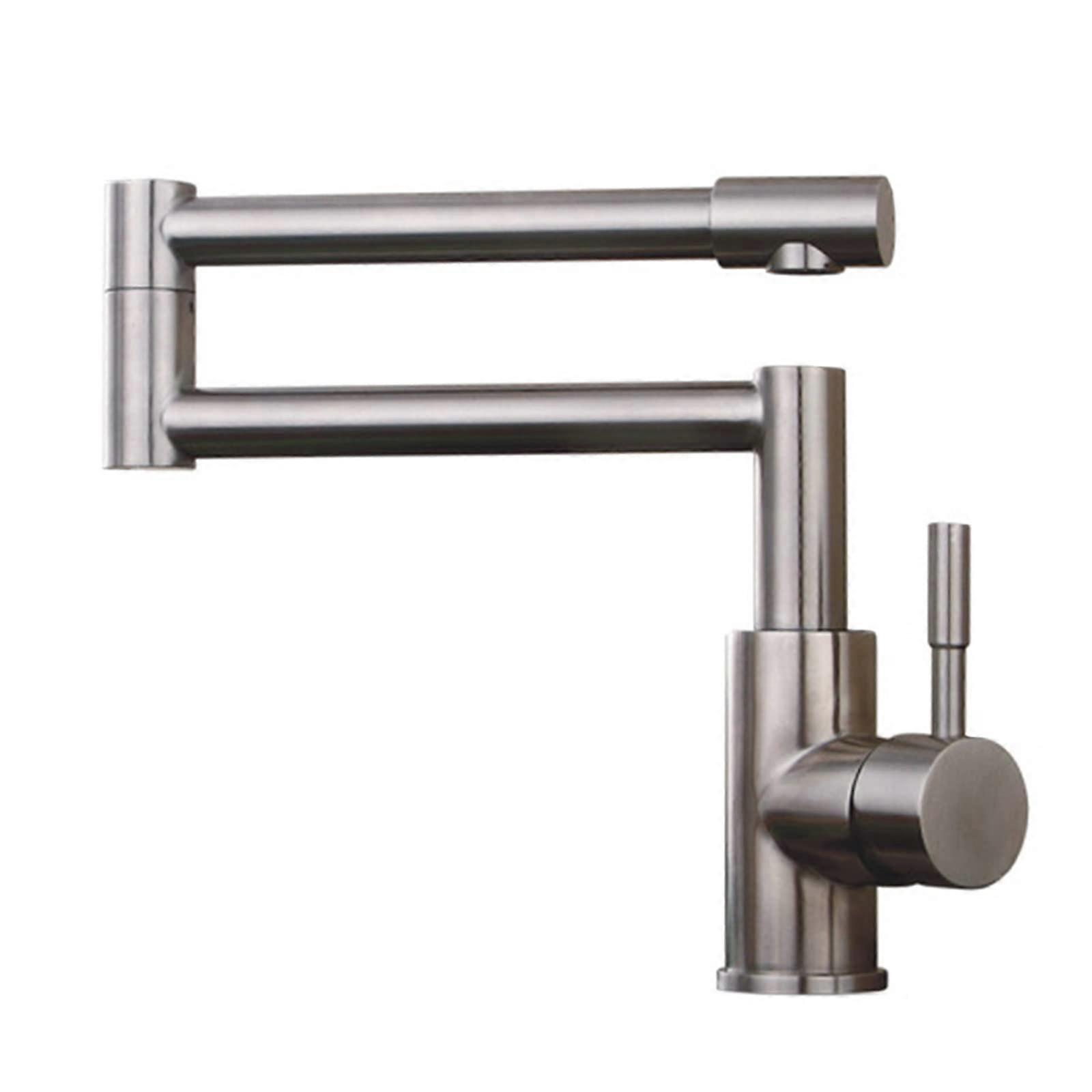 Deck Mount Pot Filler Faucet 304 Stainless Steel, Single-Handle, 360-Degree Rotating, Brushed Nickel