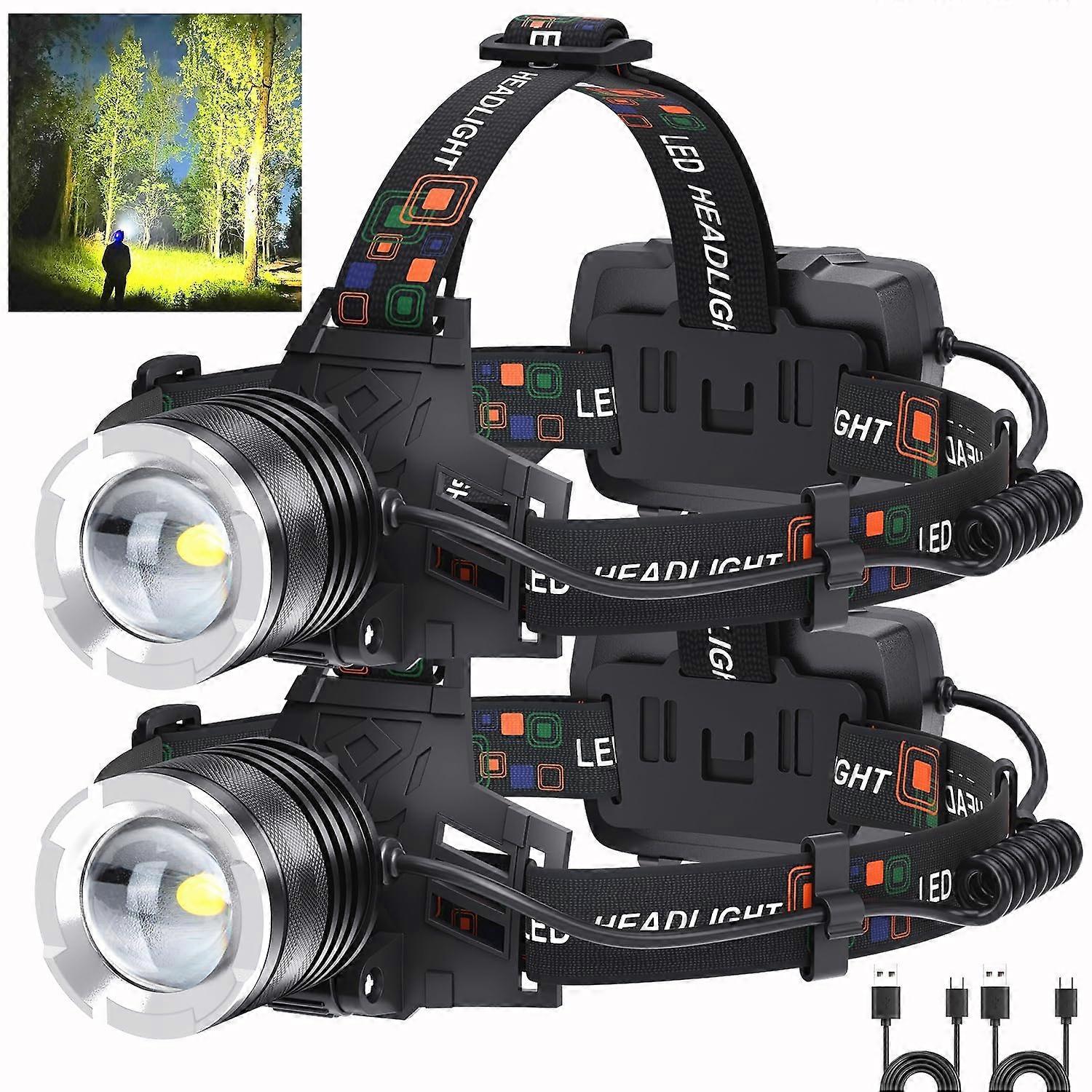 LED rechargeable headlight 2 package, 990000 lumen lamps head (including βattery) 5 -mod waterproof