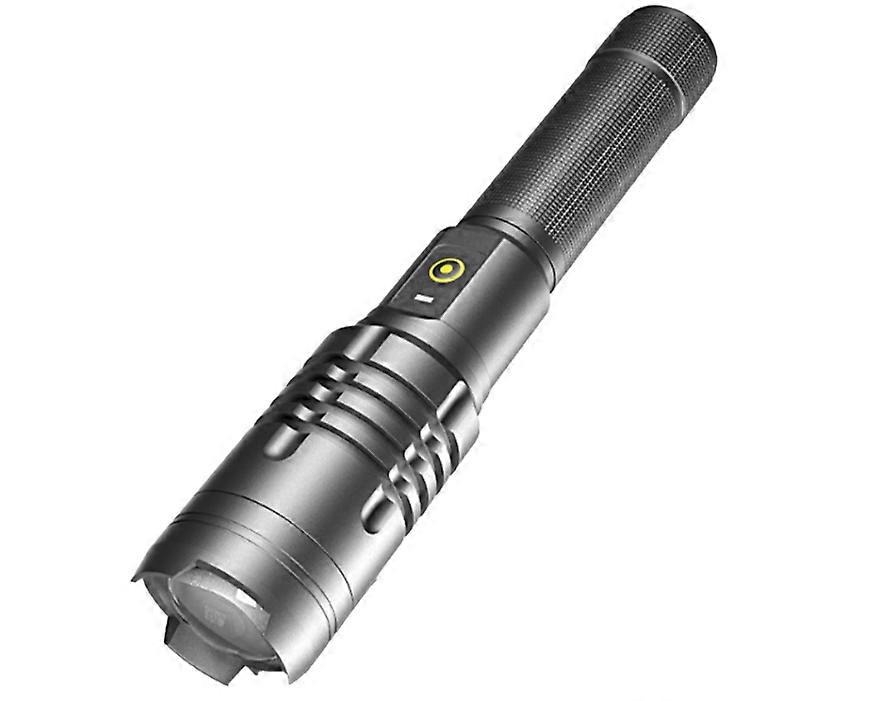 Flashlight 2200mAh 5 Mode 1500lm P50 Telescopic USB Rechargeable Flashlight IPX5 Waterproof Power Display Portable Flashlight(Gray)