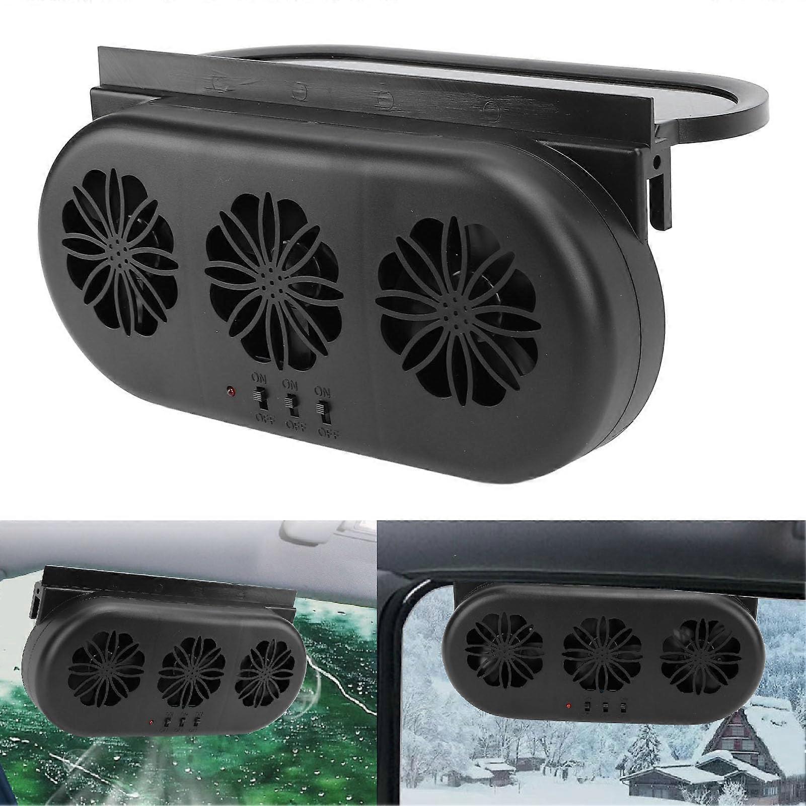 Solar Powered Car Ventilator, Solar Exhaust Fan with Three Air Outlets for Vehicles, Compact Design, Durable Material