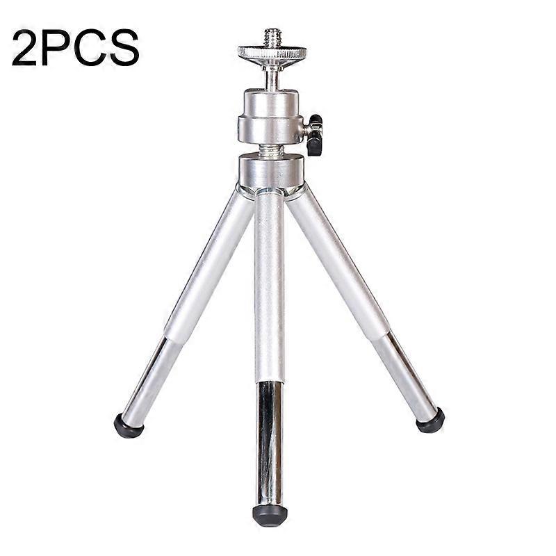 2PCS Projector Phone Stand Desktop Portable Telescopic Mini Metal Tripod, Style: 3 Sections (Silver)