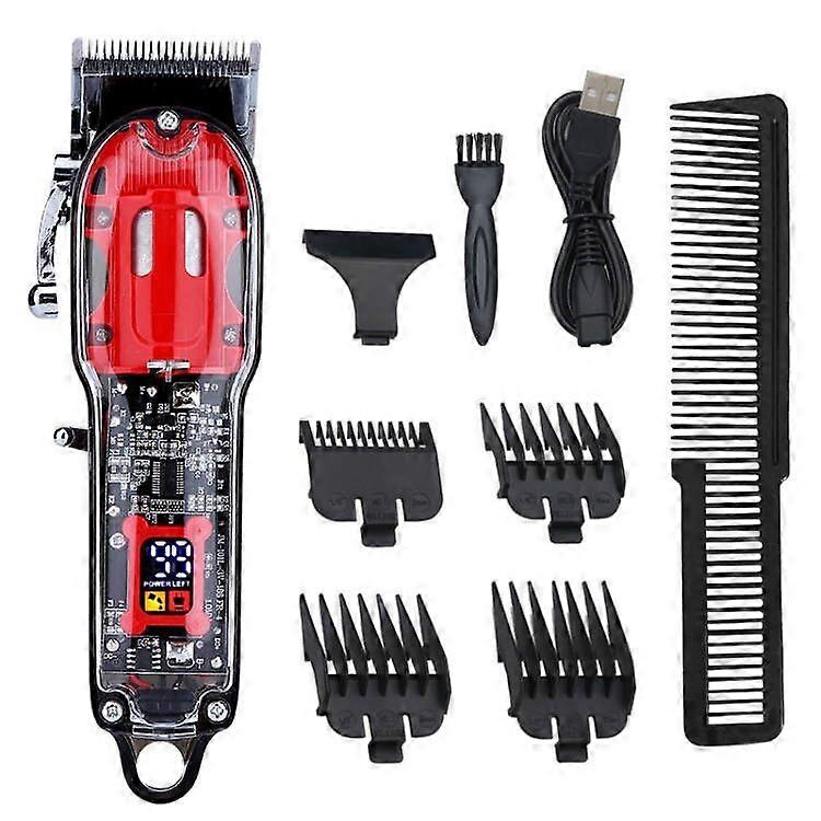 LCD Digital Display Rechargeable Transparent Electric Clipper JM-200 r(Black)