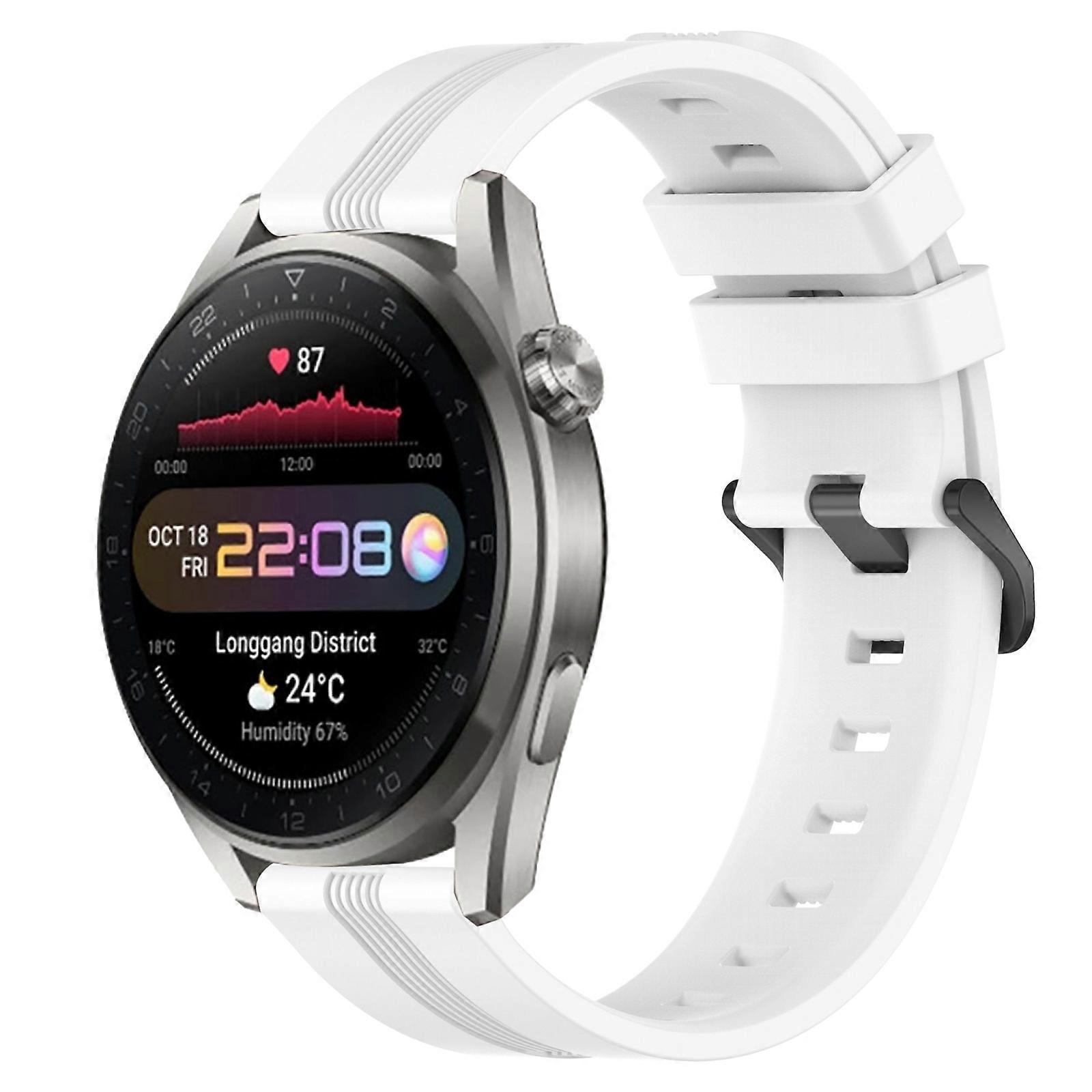 For Huawei Watch 3 Pro New 22mm Concave Striped Slicone Watch Band